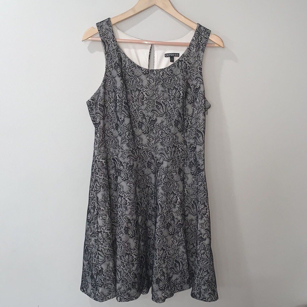 Express Womens Lace Black Dress Sleeveless Stretch Size L Nylon Polyester